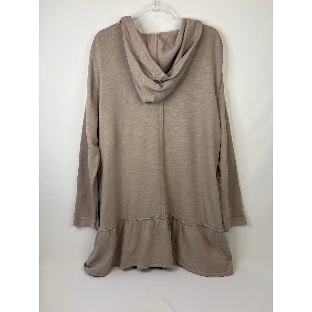 J.Jill PureJill Full Zip Gray Ruffle Hem Long Sleeve Hoodie Sweatshirt Size 2X - Picture 6 of 6